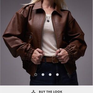 Topshop Brown faux leather Jacket